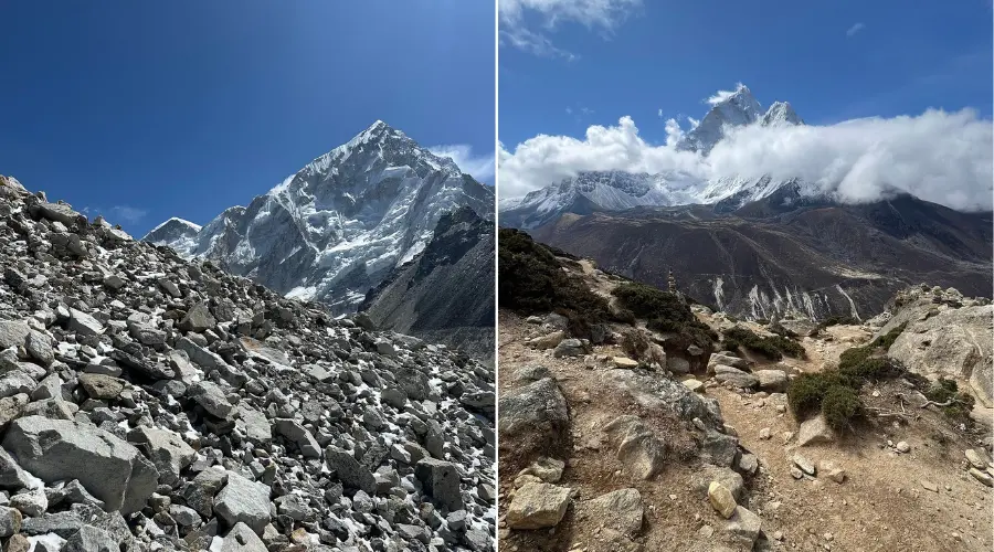 Difficult rocky landscape on the Everest Three Passes Trek