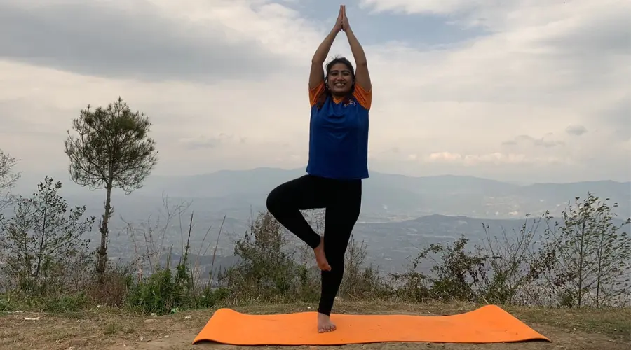 A yogi practising the Tree Pose